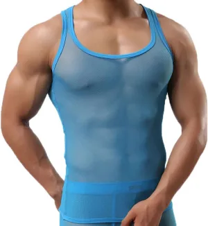 OUYE Men's Mesh See-Through Tank Top Vest