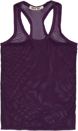 OUYE Men's Mesh See-Through Tank Top Vest