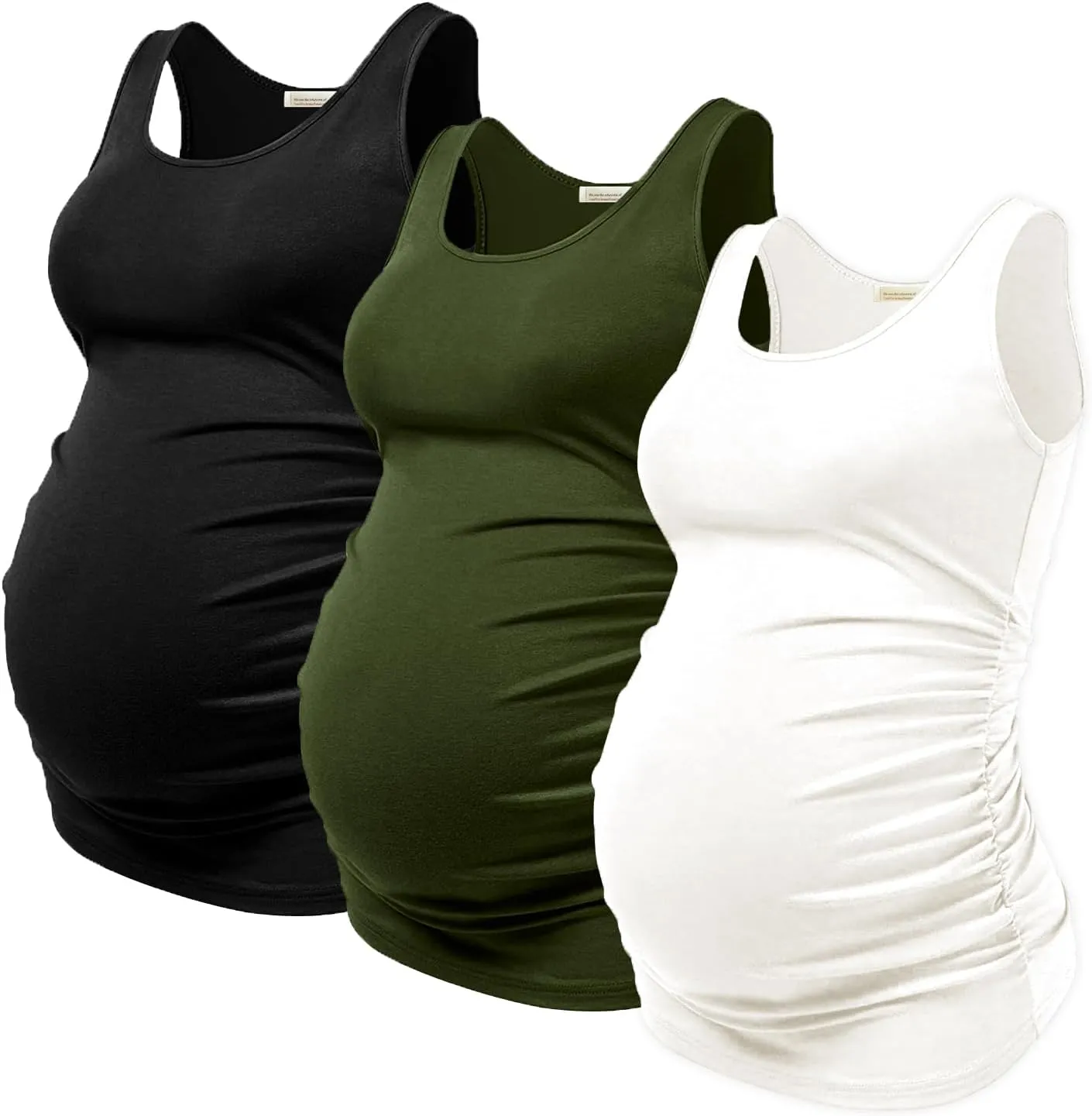 PARNIXS Summer Women's Maternity Tank Top Comfy Sleeveless Maternity Clothes (3 pcs)