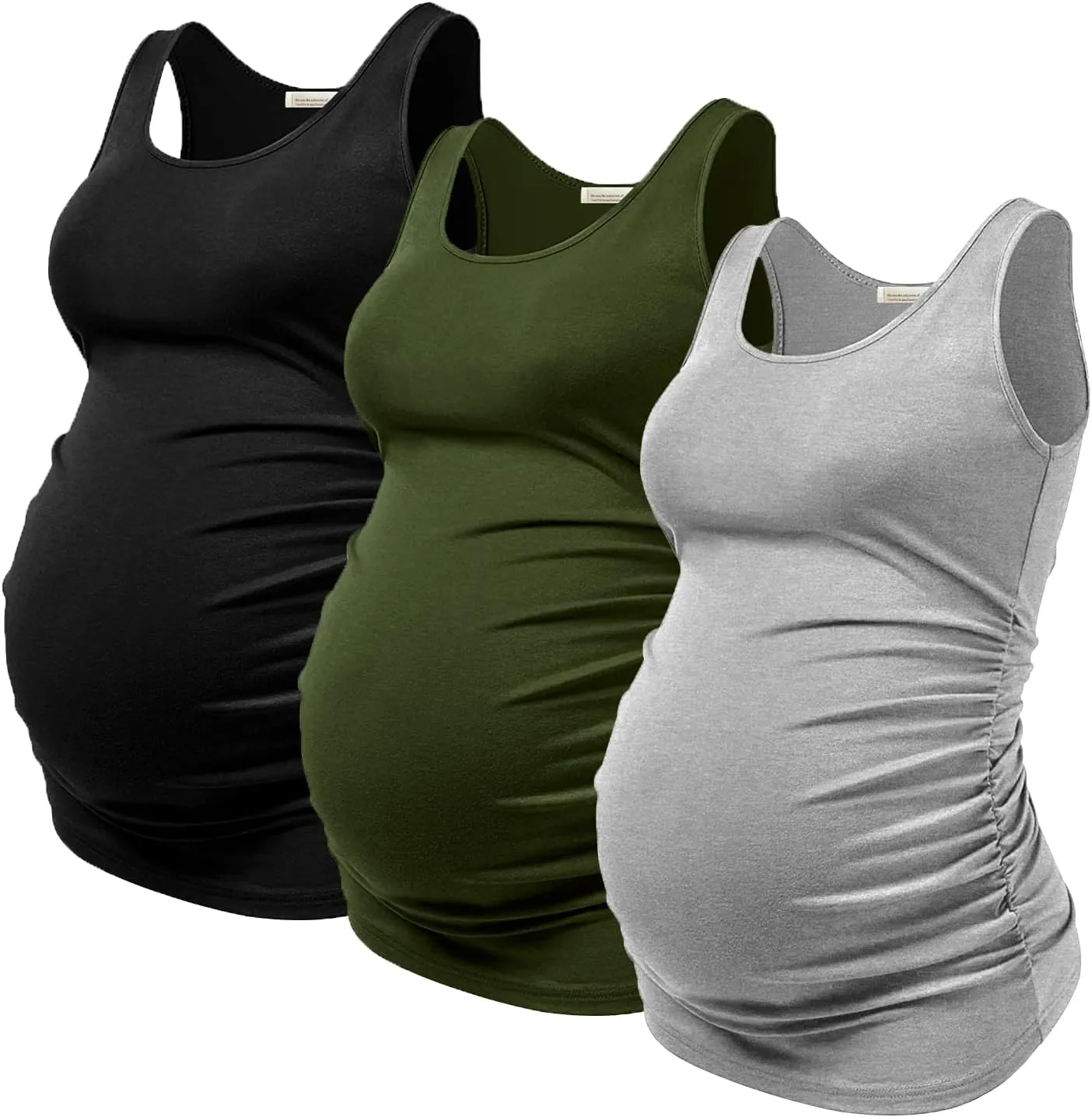 PARNIXS Summer Women's Maternity Tank Top Comfy Sleeveless Maternity Clothes (3 pcs)