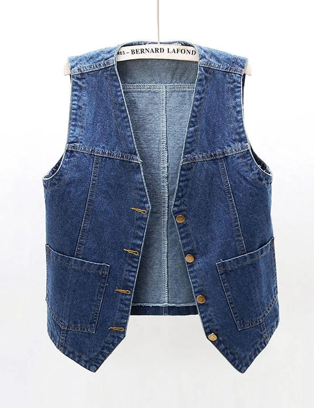 Peaceglad Womens Casual Jean Vest V Neck Open Front Button Down Sleeveless Denim Jacket with Pockets