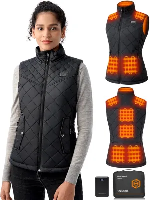 Quilted Heated Vest Women with Battery Pack 16000mAh 7.4V, Warming Heated Vest for Women, Smart Women's Heating Vests