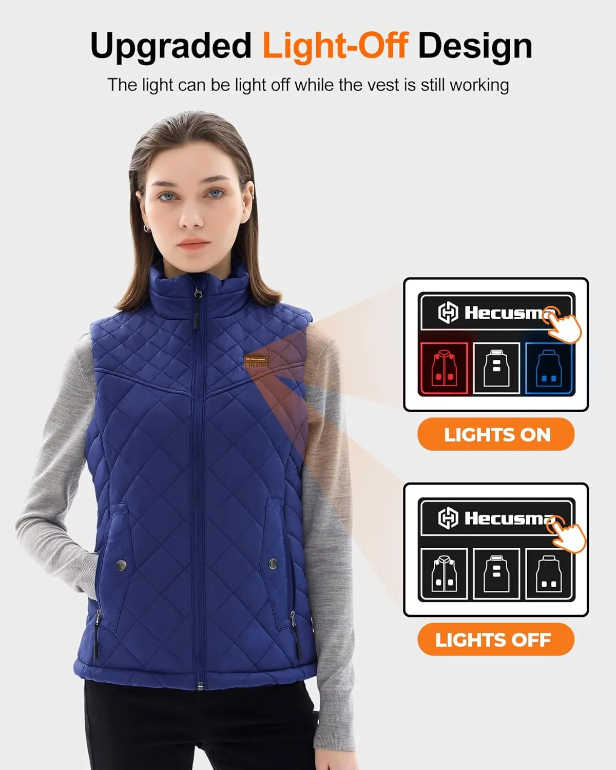 Quilted Heated Vest Women with Battery Pack 16000mAh 7.4V, Warming Heated Vest for Women, Smart Women's Heating Vests
