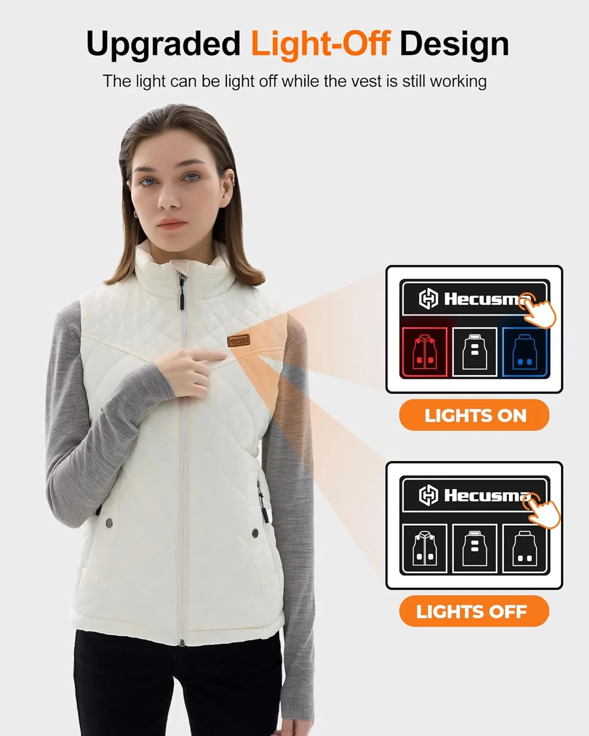 Quilted Heated Vest Women with Battery Pack 16000mAh 7.4V, Warming Heated Vest for Women, Smart Women's Heating Vests