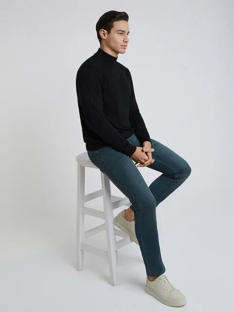 Raymond Men Black Solid Contemporary Fit Wool Blend Sweater