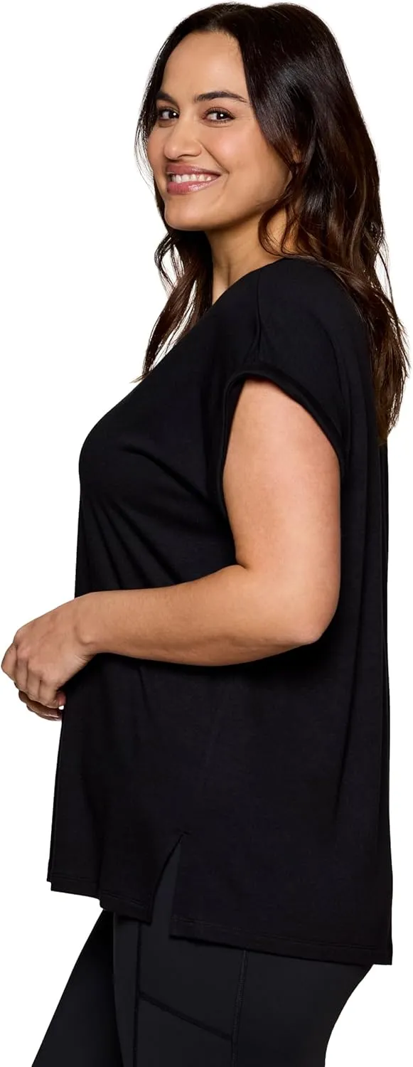 RBX Active Women's Fashion Plus Size Relaxed Fit Breathable Running Workout Short Sleeve Yoga T-Shirt Top