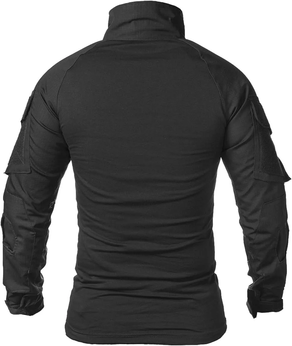 ReFire Gear Men's Military Tactical Army Combat Long Sleeve Shirt Slim Fit Camo T-Shirt with 1/4 Zipper