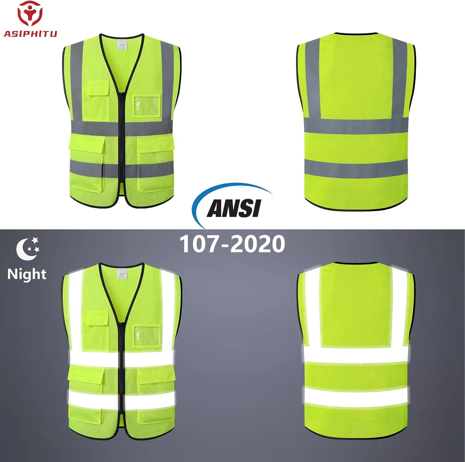 Reflective Safety Vest for Men Women Construction Vest Meet ANSI/ISEA Standard