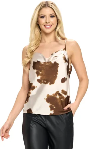 RENEEC. Women's Silky Satin Sleeveless Soft Spaghetti Strap Camisole Top - Made in USA