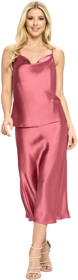 RENEEC. Women's Silky Satin Sleeveless Soft Spaghetti Strap Camisole Top - Made in USA
