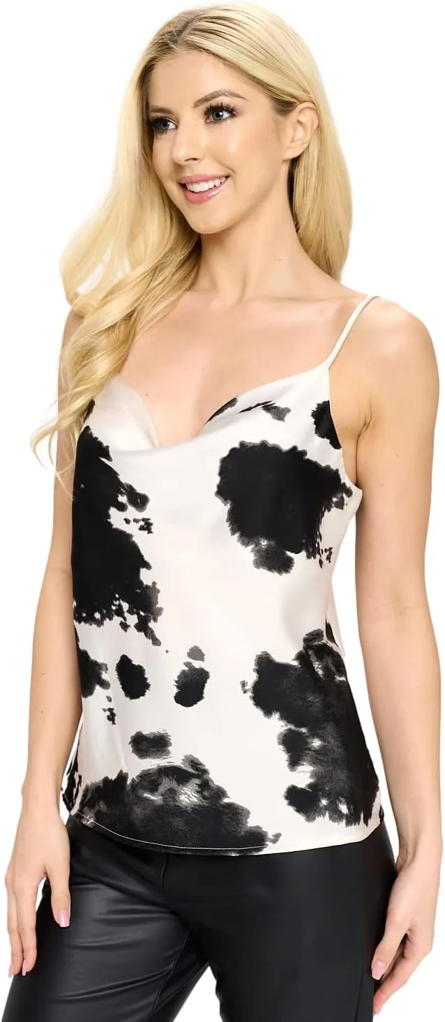 RENEEC. Women's Silky Satin Sleeveless Soft Spaghetti Strap Camisole Top - Made in USA