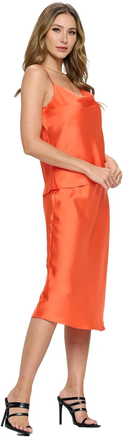 RENEEC. Women's Silky Satin Sleeveless Soft Spaghetti Strap Camisole Top - Made in USA