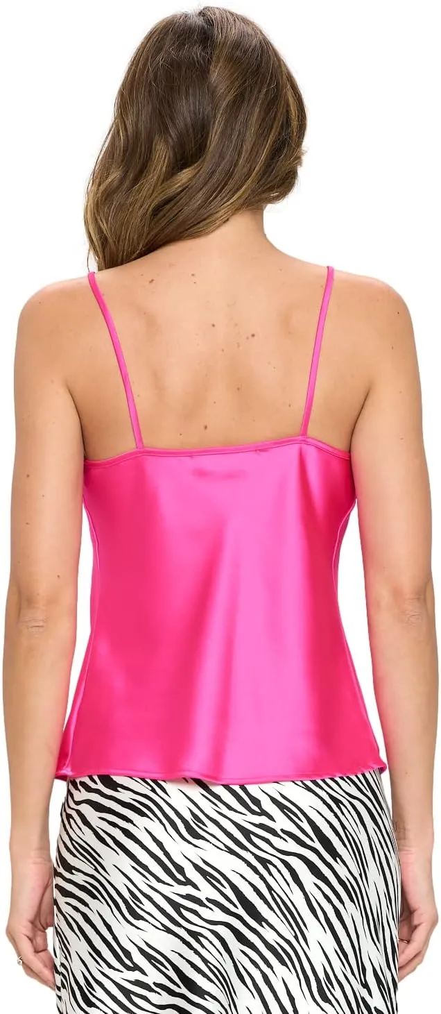 RENEEC. Women's Silky Satin Sleeveless Soft Spaghetti Strap Camisole Top - Made in USA