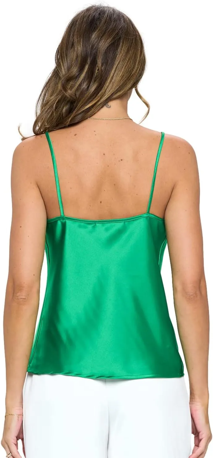 RENEEC. Women's Silky Satin Sleeveless Soft Spaghetti Strap Camisole Top - Made in USA