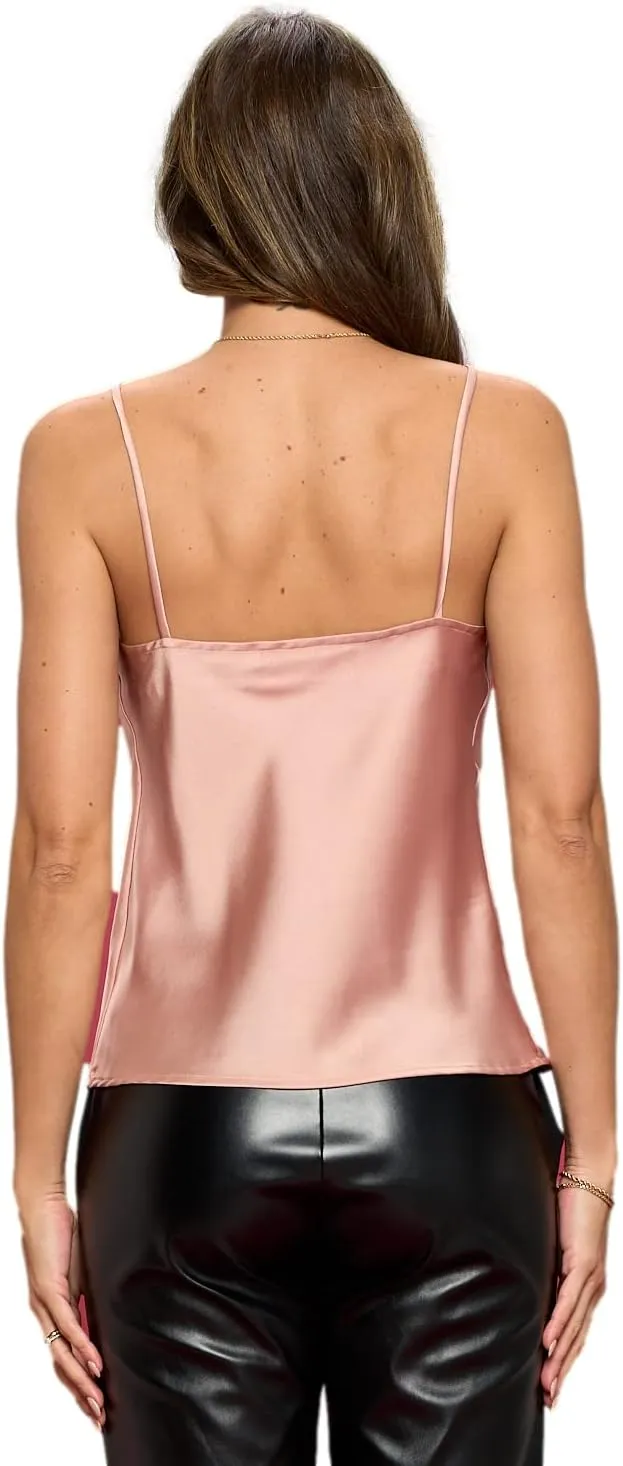 RENEEC. Women's Silky Satin Sleeveless Soft Spaghetti Strap Camisole Top - Made in USA