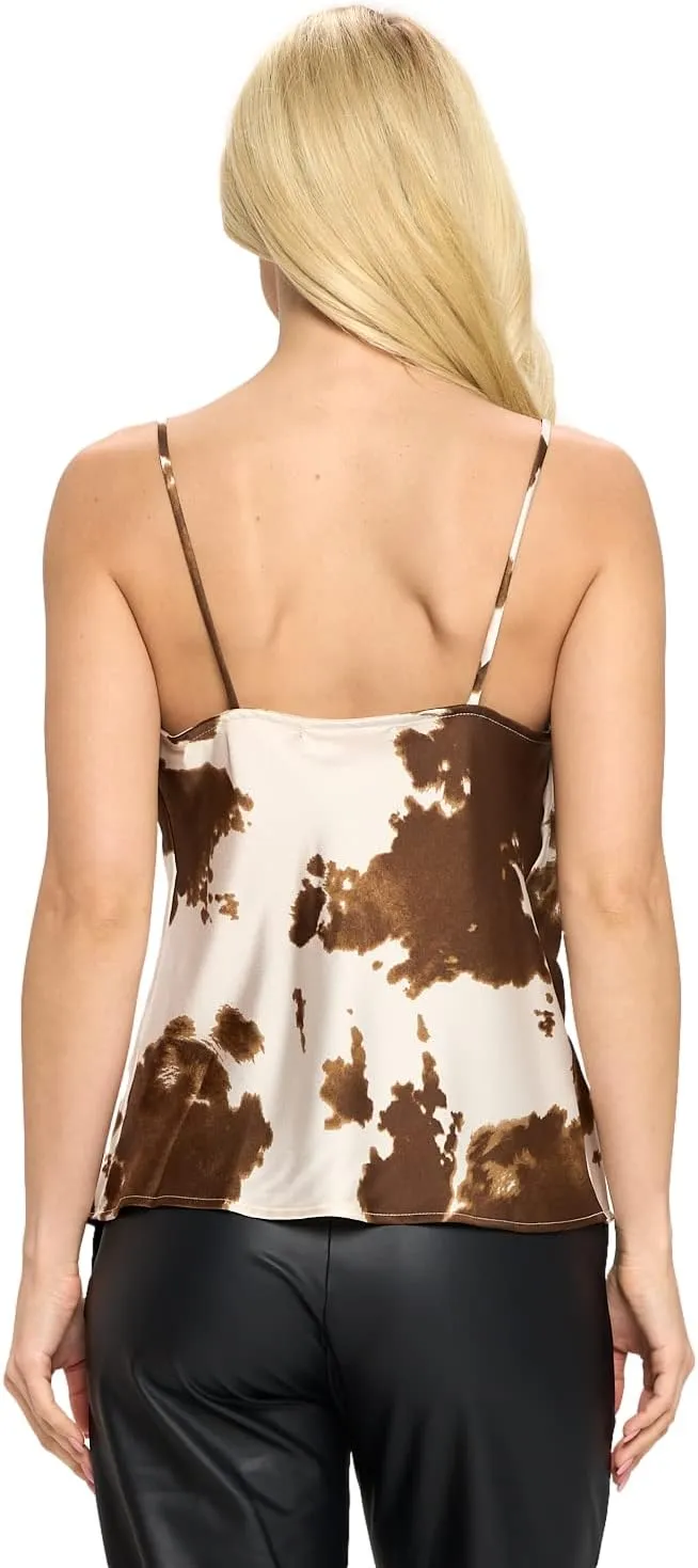 RENEEC. Women's Silky Satin Sleeveless Soft Spaghetti Strap Camisole Top - Made in USA