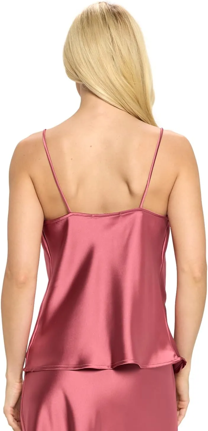 RENEEC. Women's Silky Satin Sleeveless Soft Spaghetti Strap Camisole Top - Made in USA
