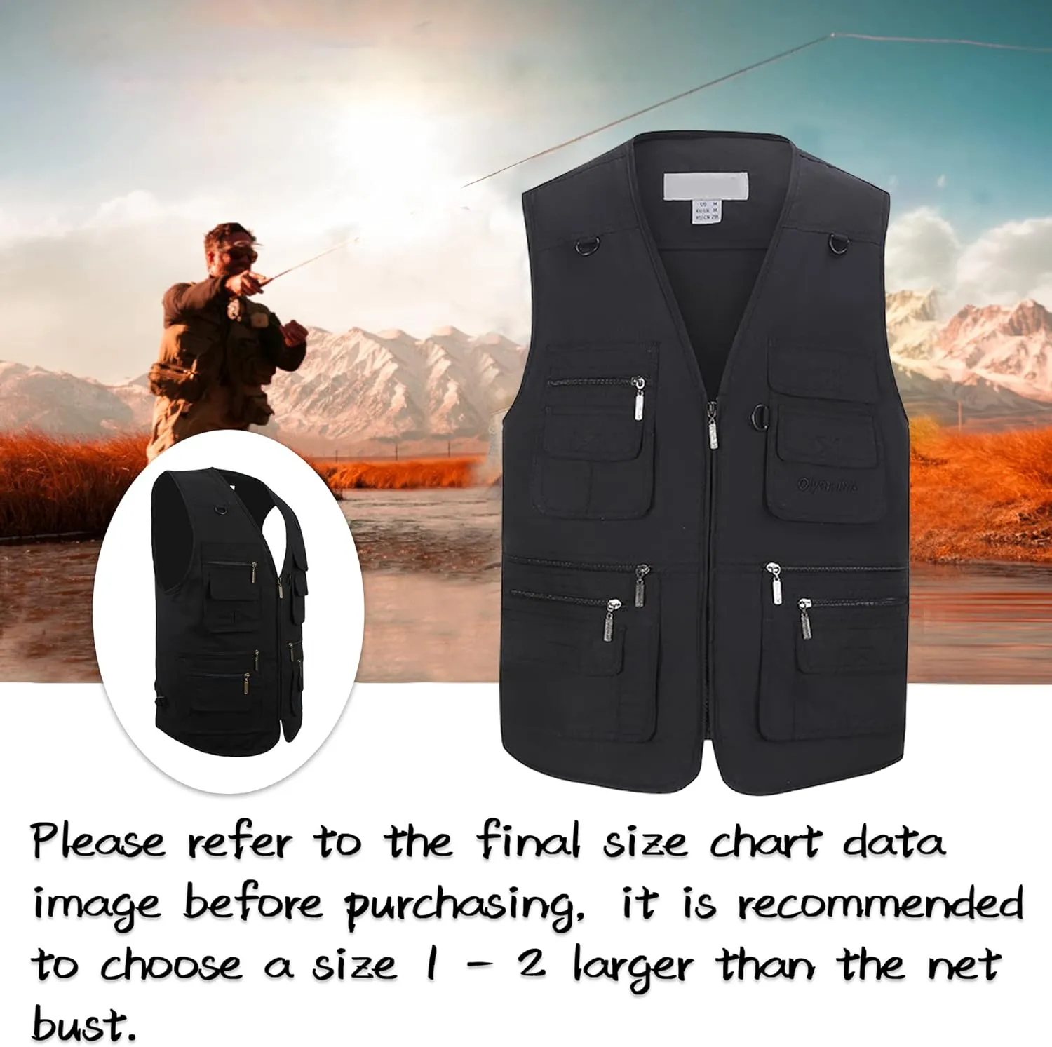 Riutiru Men's Versatile Outdoor Travel Sports Vest, Olympina Multiple Pockets for Work, Fishing, Hunting, Tactical Missions