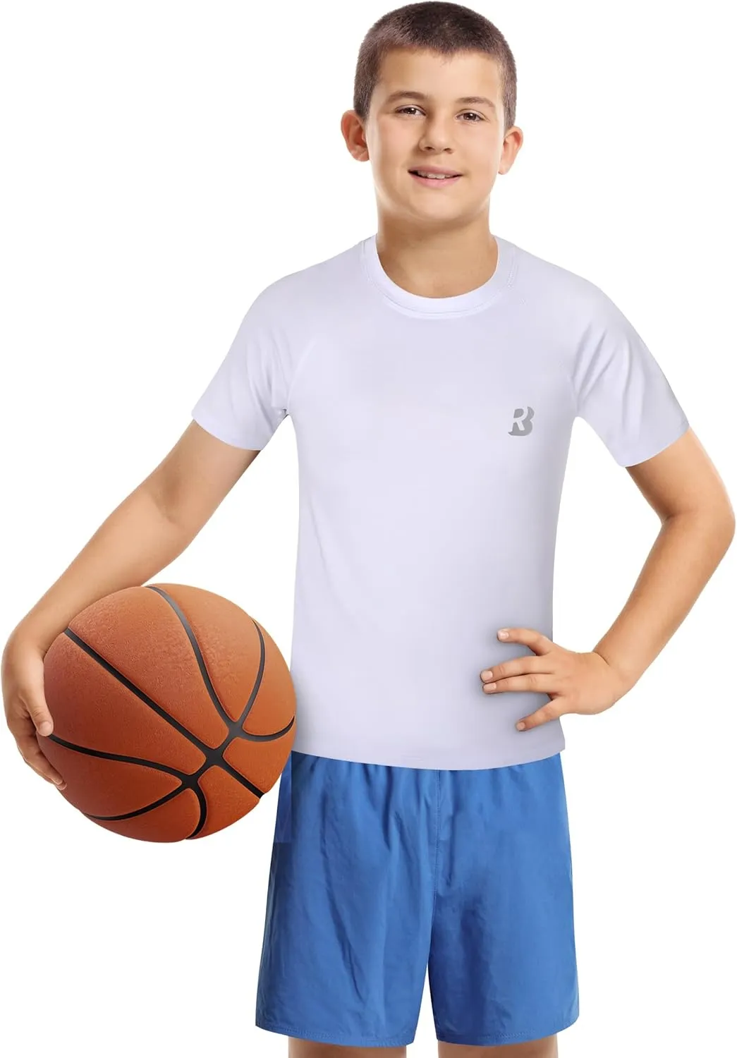 Roadbox Boys Youth Compression Shirt - Short Sleeve Undershirt for Kids Quick Dry Athletic Baseball T-Shirt Base Layer