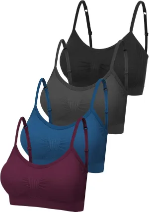 SATINIOR 4 Pieces Bralette Neck Cami Bra Wireless Tank Top Sports Bra for Women