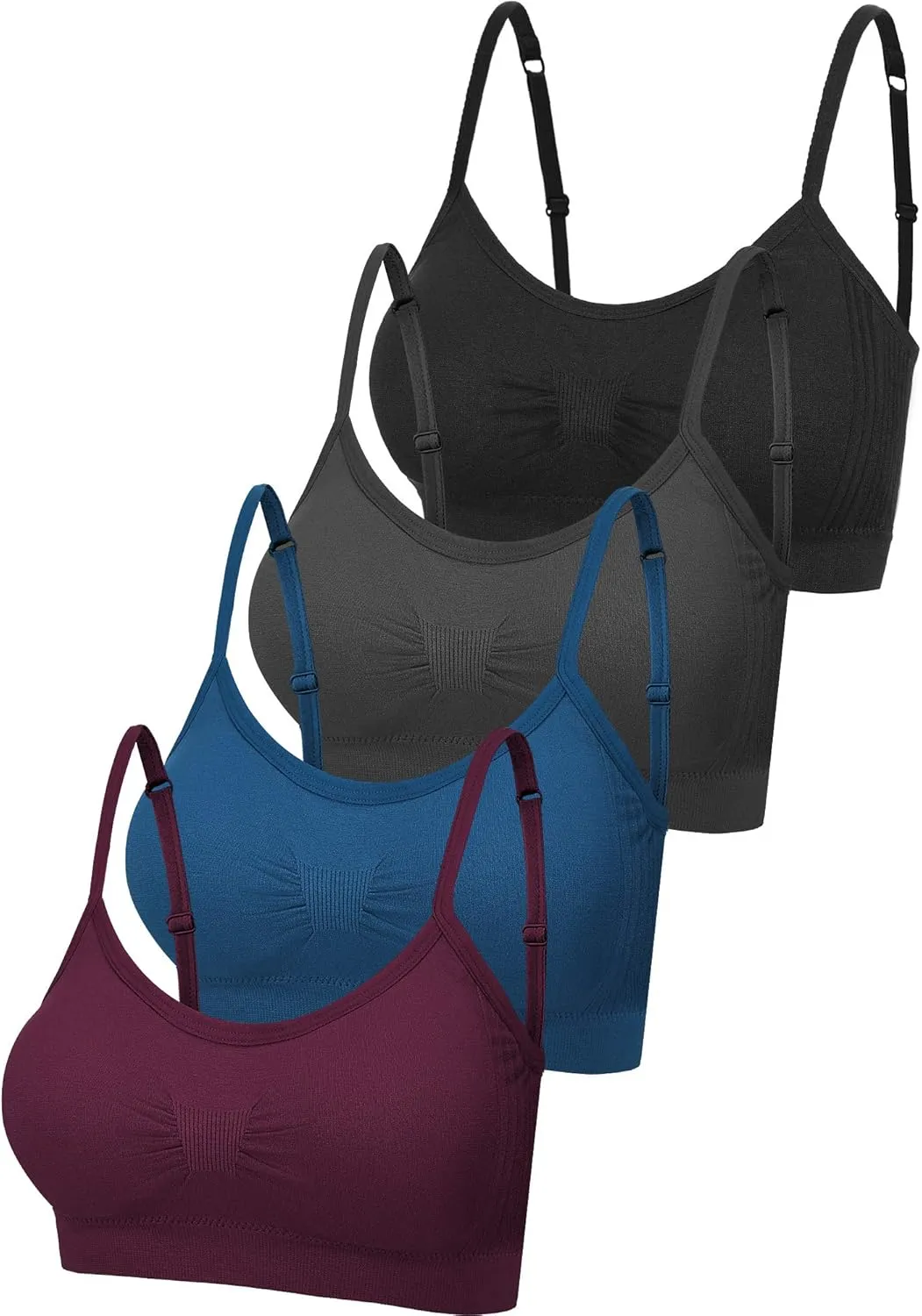 SATINIOR 4 Pieces Bralette Neck Cami Bra Wireless Tank Top Sports Bra for Women