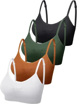SATINIOR 4 Pieces Bralette Neck Cami Bra Wireless Tank Top Sports Bra for Women