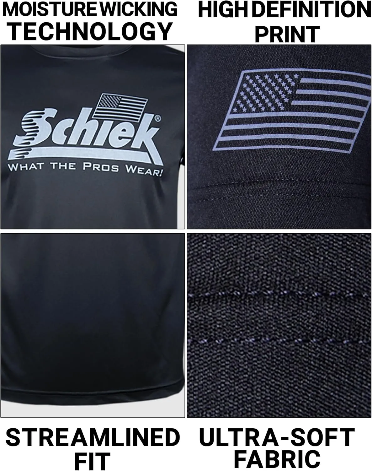 Schiek Sports Poly HD T-Shirt - Quick Dry Polyester Gym Workout T-Shirt - High Performance