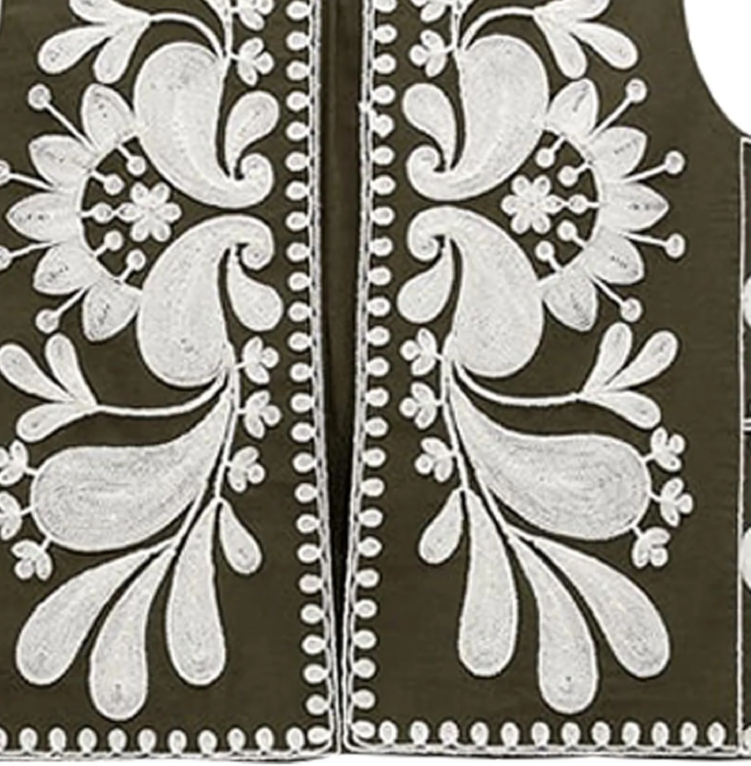 Seyumixi Women Vintage Embroidered Floral Vest Y2k Sleeveless Open Front Floral Cardigan Vests Gilet Linen Streetwear