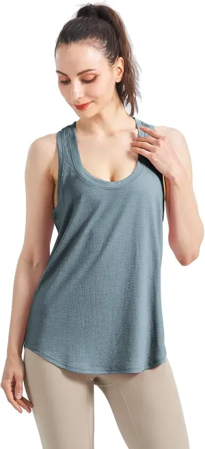 SHEEP RUN Merino Wool Camisole Racerback Tank Top Yoga Shirt Wicking Breathable Light-Weight Shirt