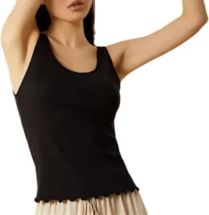 Silk Camisole Top for Women Solid with Chest Cushion Vest