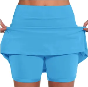 Skorts for Women Dressy Casual Plus Size High Waist Skirt Shorts Underneath Tummy Control Tennis Skorts with Pockets