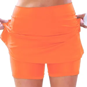 Skorts for Women Lightweight High Waisted Solid Color Athletic Tennis Golf Skirts Summer Yoga Culottes with Pocket Today 2024 WarehouseA6Orange, XL