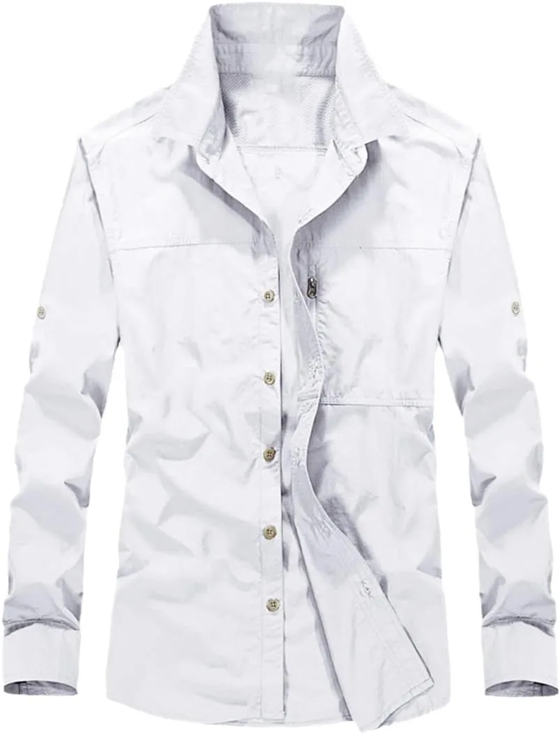 Spring Summer Quick Dry Long Sleeve Cargo Shirt Men's Large Size Outdoor Hiking Sports Tactical Shirt Military Tops Male