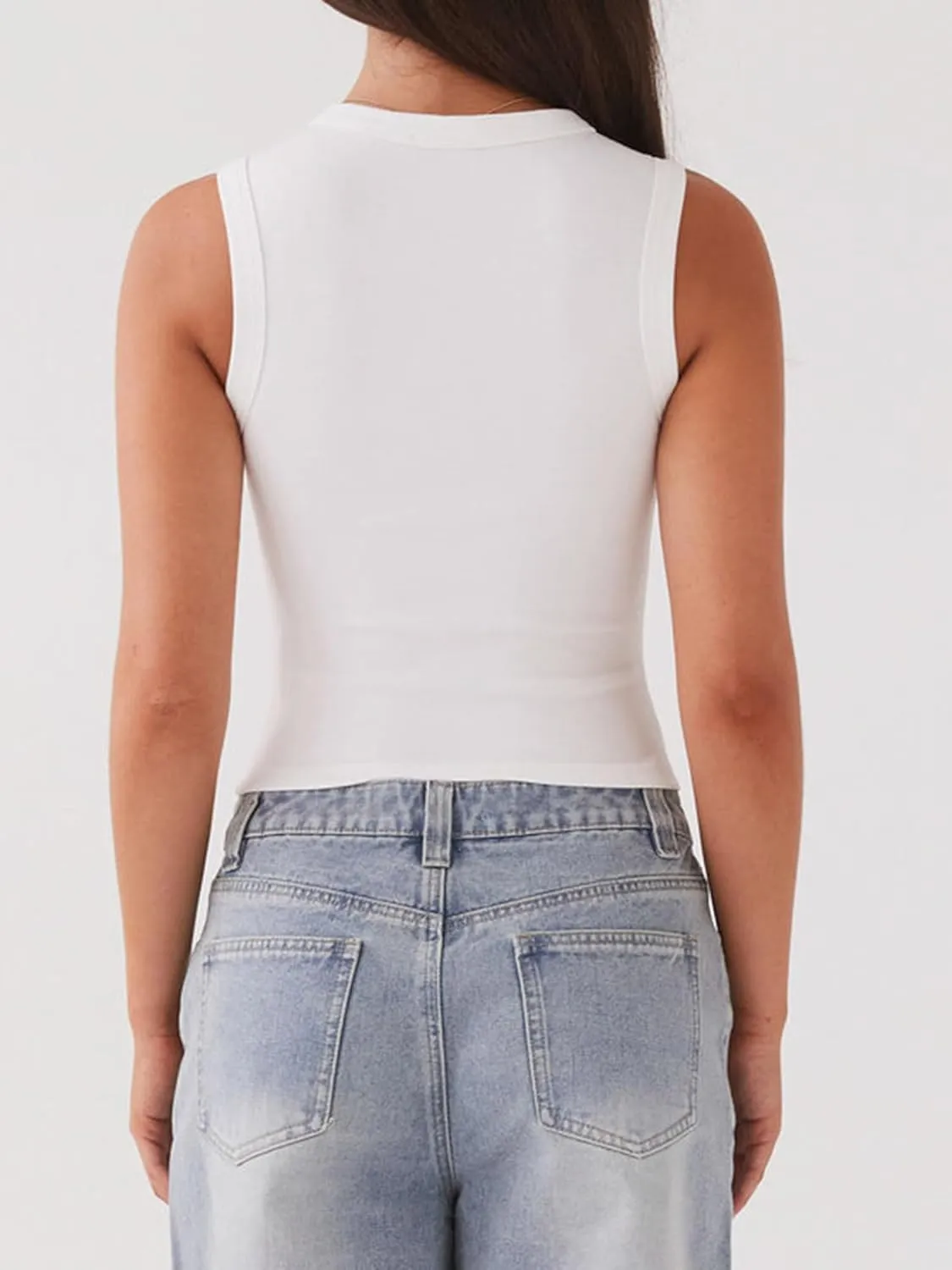 Springcmy Womens Button Down Tank Top Sleeveless Ribbed Fitted Vest Casual Trendy Y2K Going Out Crop Knit Vest Top Streetwear