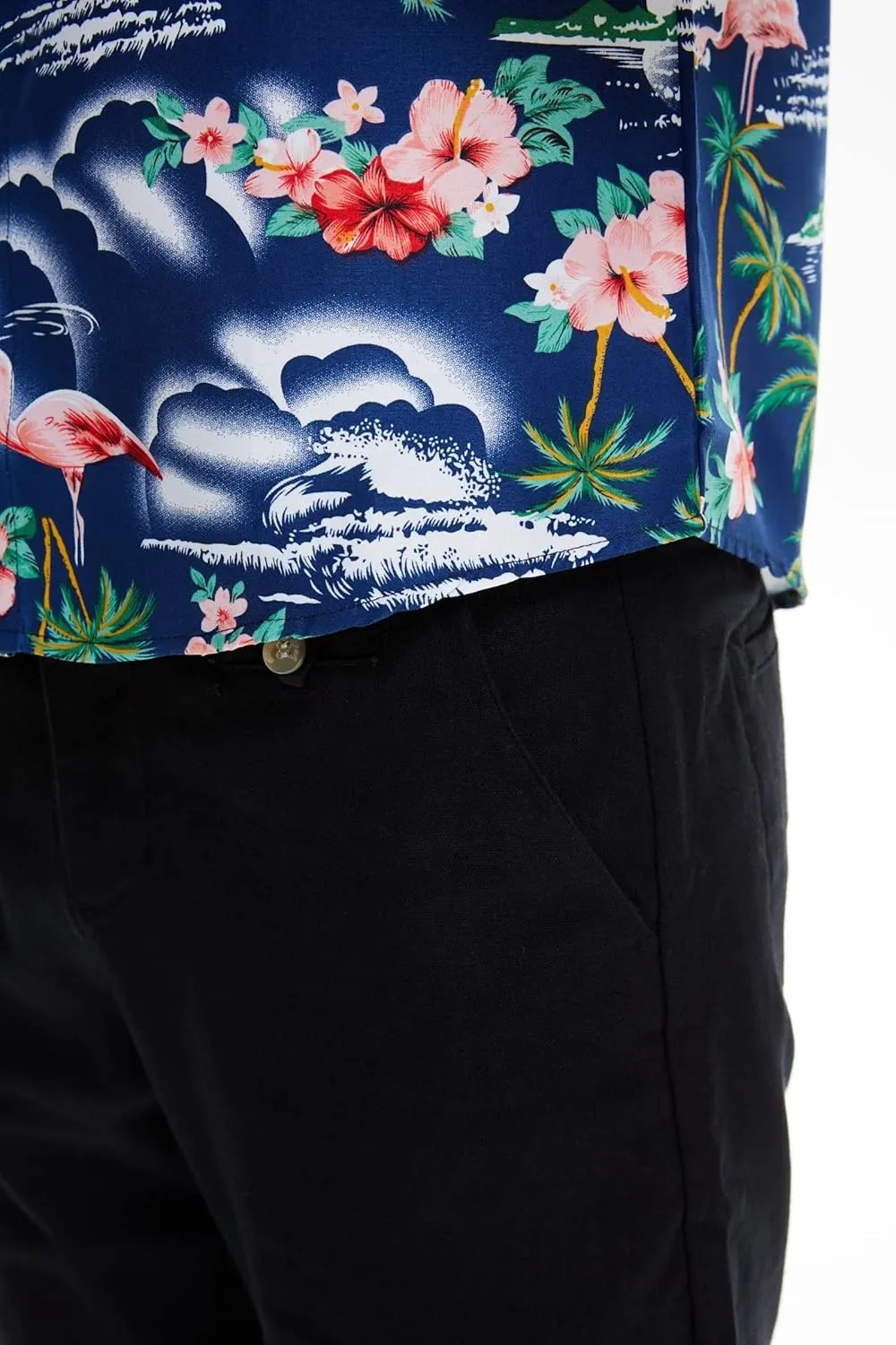 SSLR Pack Hawaiian Shirt for Men Flamingo Short Sleeve Casual Button Down Shirts Summer Beach Shirt