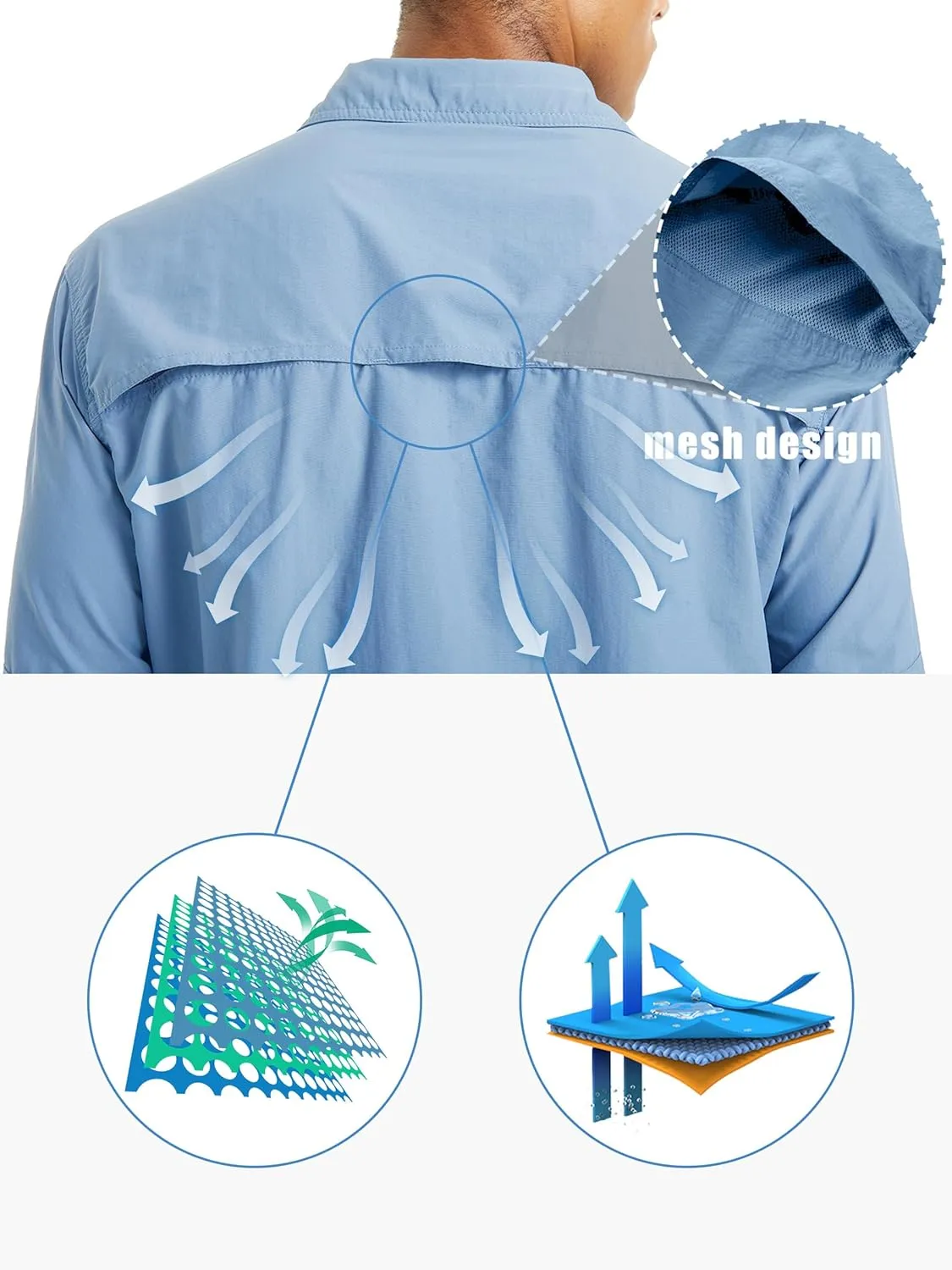 TACVASEN Fishing Shirt for Men, Long Sleeve Shirt Quick Dry Fit, Tactical Shirt Button Up, Work Shirt Lightweight Safari