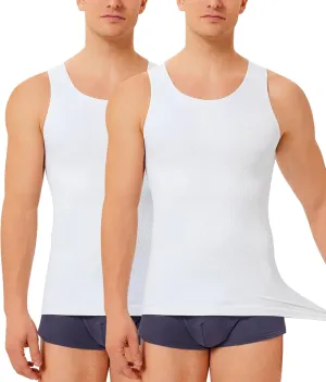 TAILONG 2 Pack Compression Shirt Men Body Shaper Slimming Shirt Tank Top Shapewear Tummy Control Vest