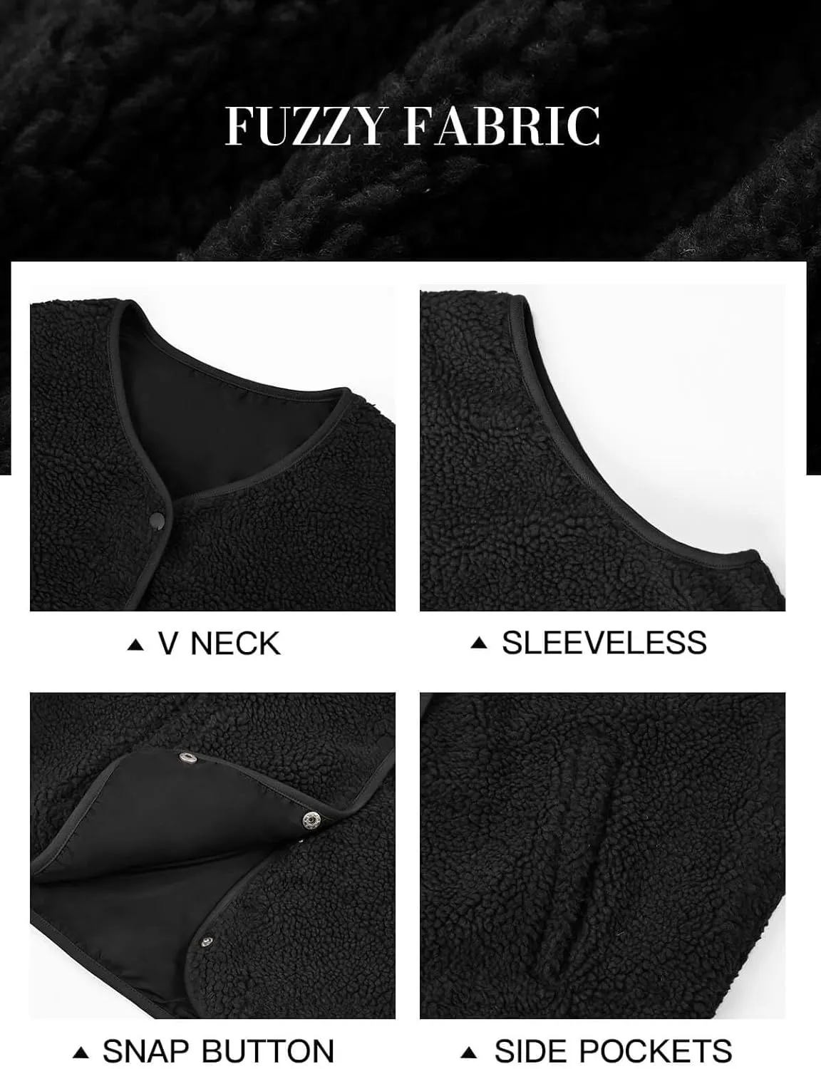 Tankaneo Womens Sherpa Fleece Vest V Neck Sleeveless Fuzzy Jacket Button Down 2024 Fall Fashion Outerwear