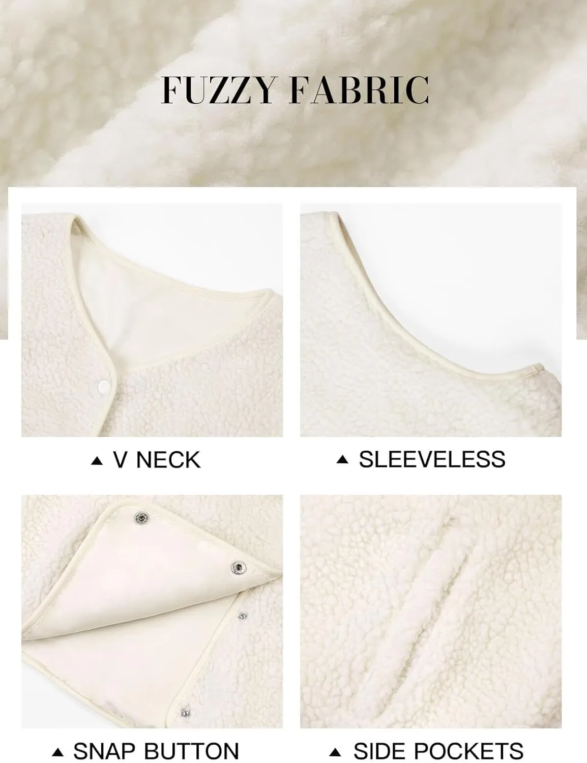 Tankaneo Womens Sherpa Fleece Vest V Neck Sleeveless Fuzzy Jacket Button Down 2024 Fall Fashion Outerwear