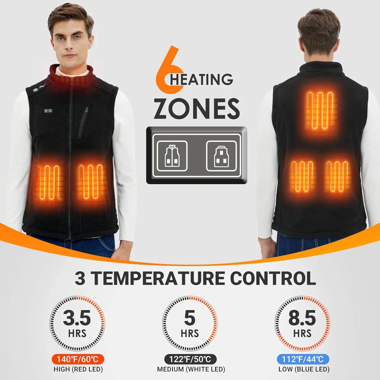Telguua Fleece Heated Vest for Women men With Battery Pack Included