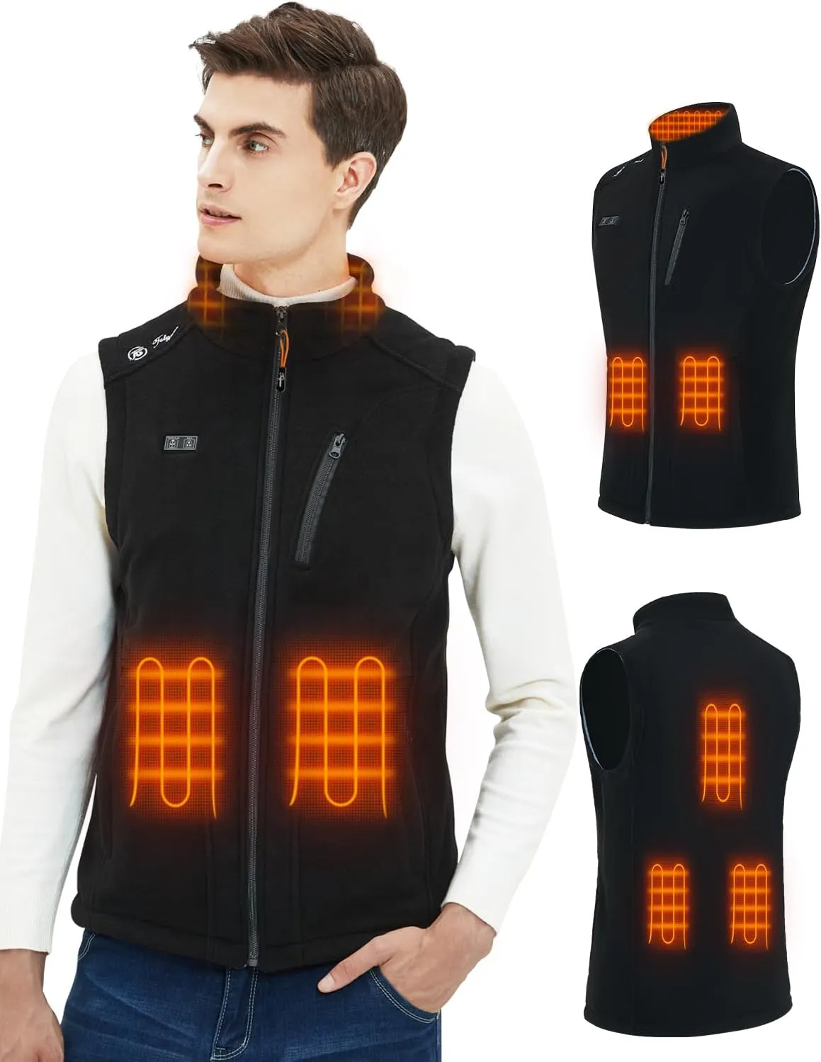 Telguua Fleece Heated Vest for Women men With Battery Pack Included