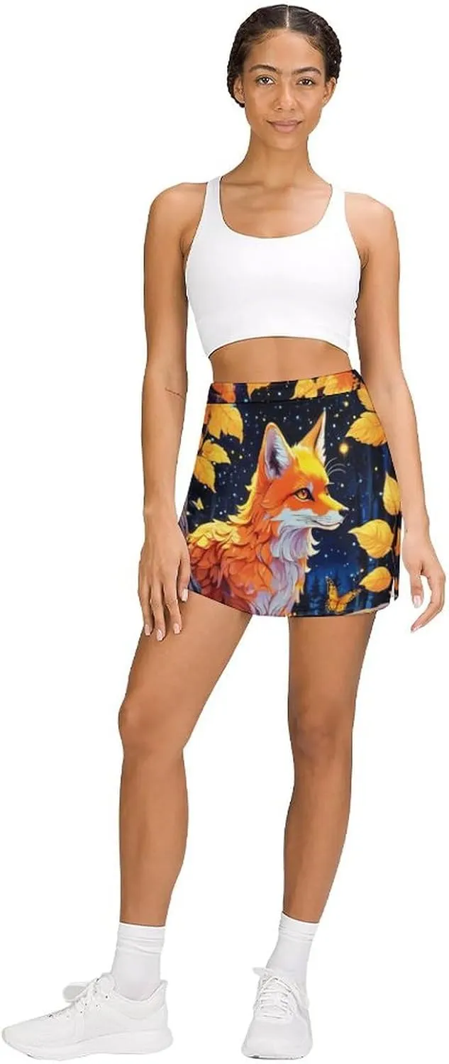Tennis Skirts for Women High Waist Colorful Dragons Athletic Golf Skorts Skirts with Pockets