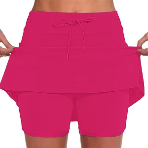Tennis Skirts for Women Solid Mini Skirt Tummy Control Golf Skirts with Shorts Athletic Skorts Elastic Yoga Culottes