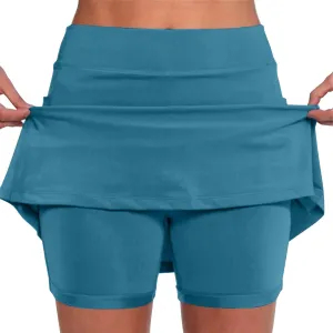 Tennis Skirts for Women Solid Mini Skirt Tummy Control Golf Skirts with Shorts Athletic Skorts Elastic Yoga Culottes