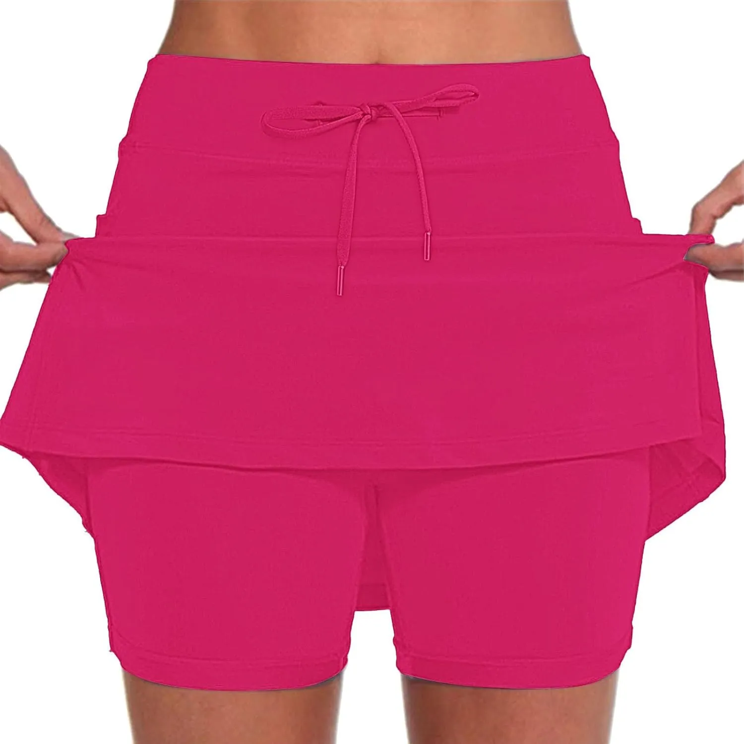 Tennis Skirts for Women Solid Mini Skirt Tummy Control Golf Skirts with Shorts Athletic Skorts Elastic Yoga Culottes
