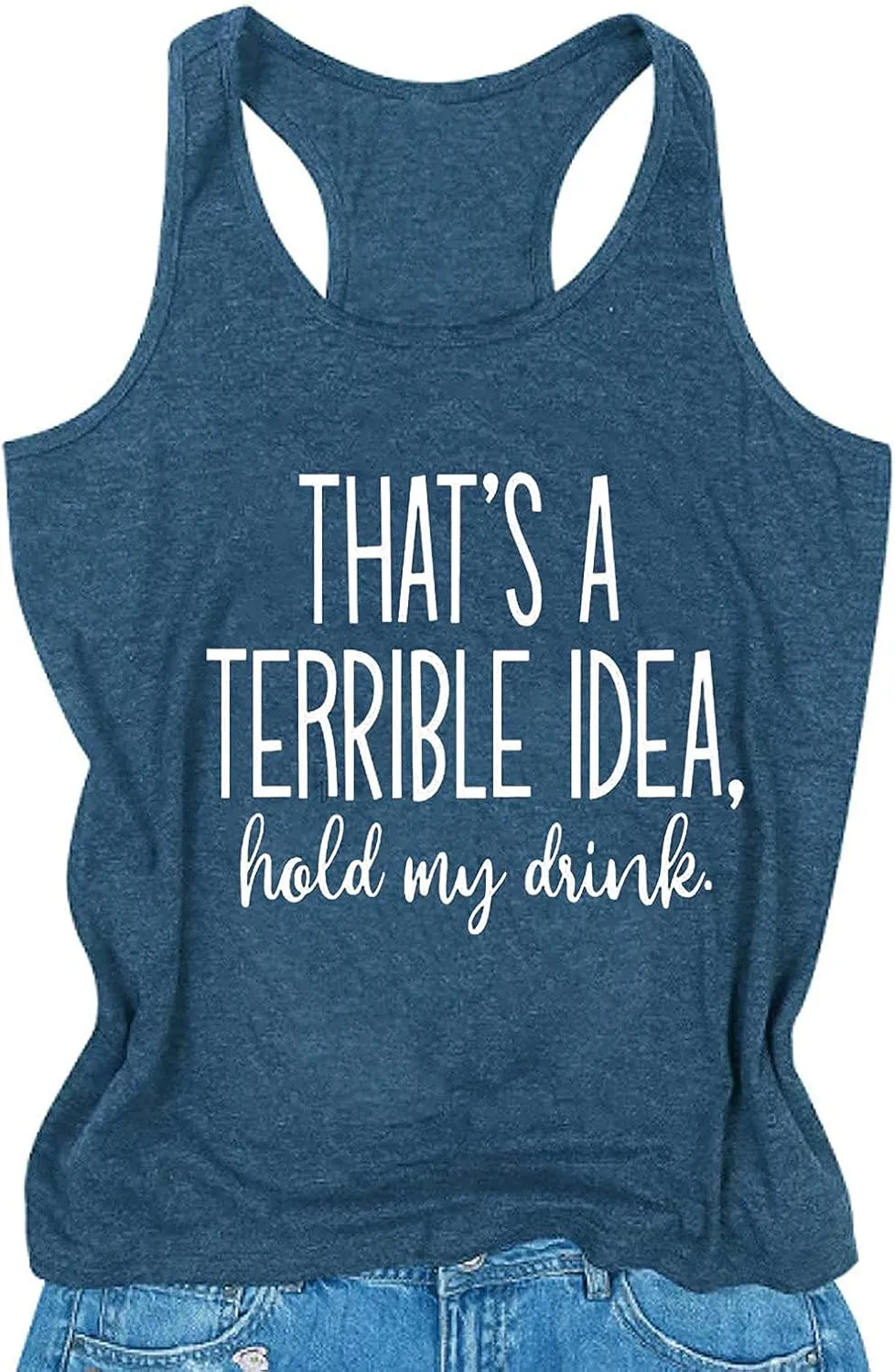 That's A Terrible Idea Tank Tops Women Funny Letter Print Tank Top Sleeveless Summer Beach Vaction Racerback Tee Shirt