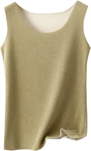 Thermal Tank Top for Women Fleece Lined Thermal Shirt Sleeveless Underwear Top Fleece Lined Camisole Base Layer Vest