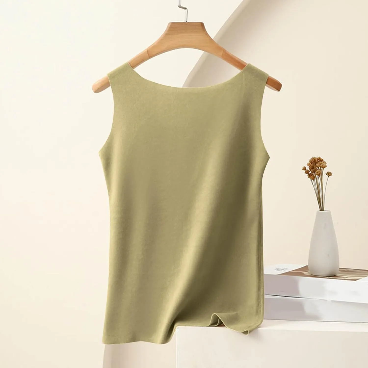 Thermal Tank Top for Women Fleece Lined Thermal Shirt Sleeveless Underwear Top Fleece Lined Camisole Base Layer Vest