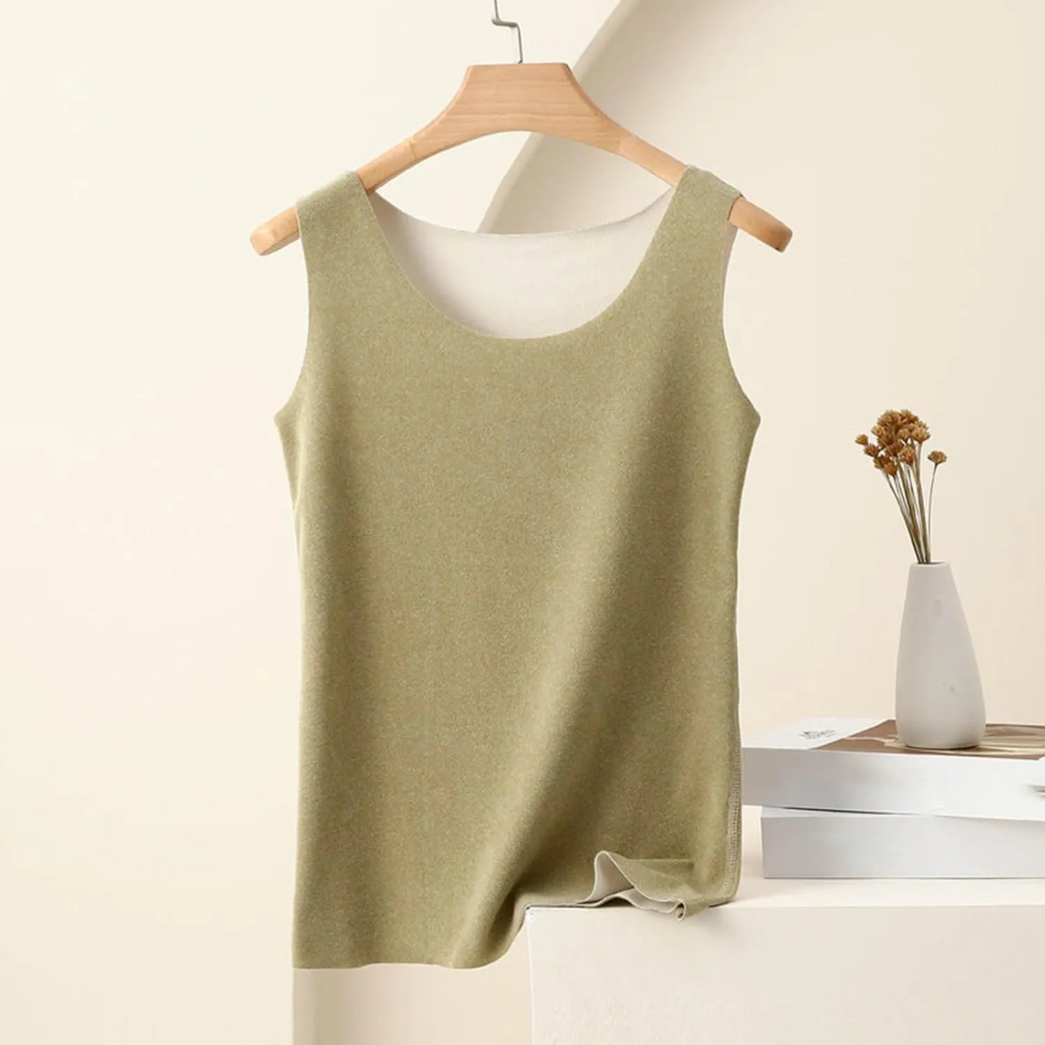 Thermal Tank Top for Women Fleece Lined Thermal Shirt Sleeveless Underwear Top Fleece Lined Camisole Base Layer Vest