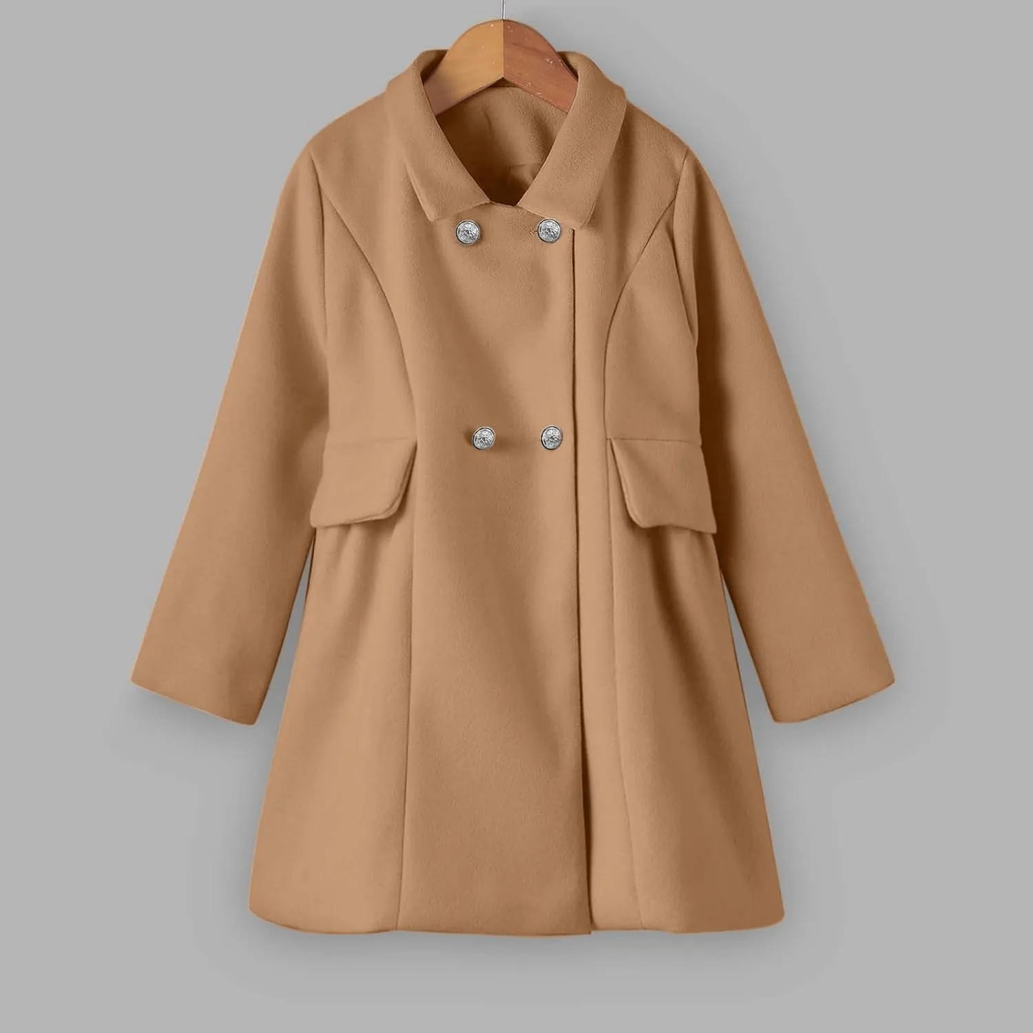 Toddler Baby Girls Classic Wool Blend Coat Winter Double Breasted Trench Coat Outwear Pea Coat Jacket